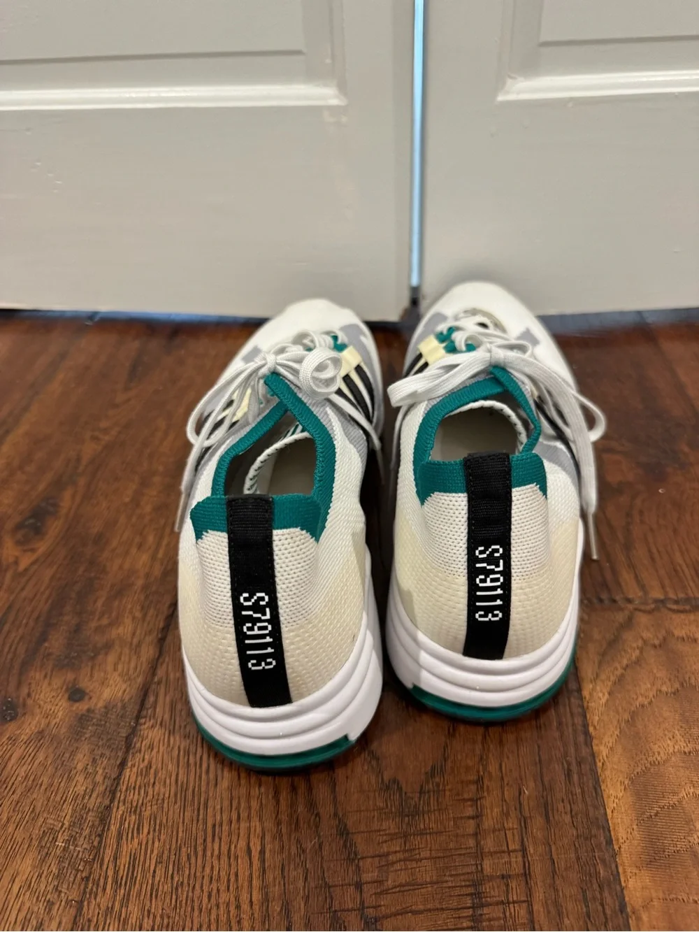 adidas White Gray & Teal Knit Men’s Sneakers